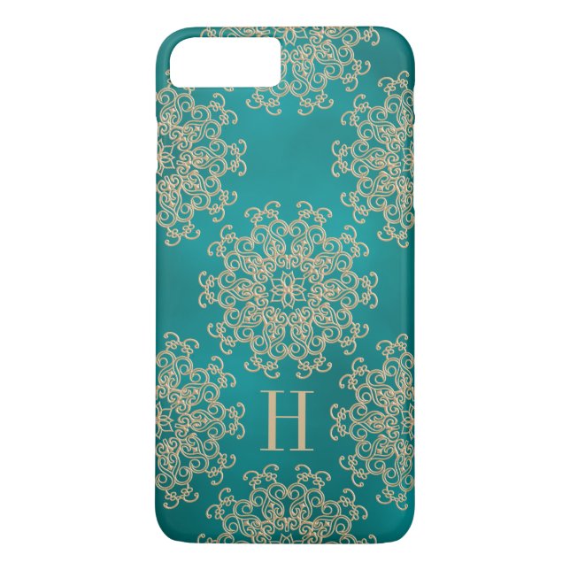 Coques Case-Mate iPhone Médaillon Turquoise et Gold Exotic (Dos)