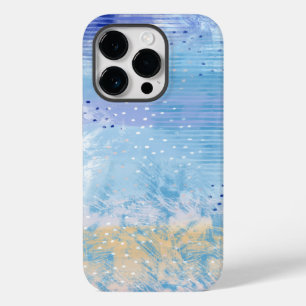 Coque Pour iPhone 14 Pro Média mixte Abstrait bleu turquoise jaune