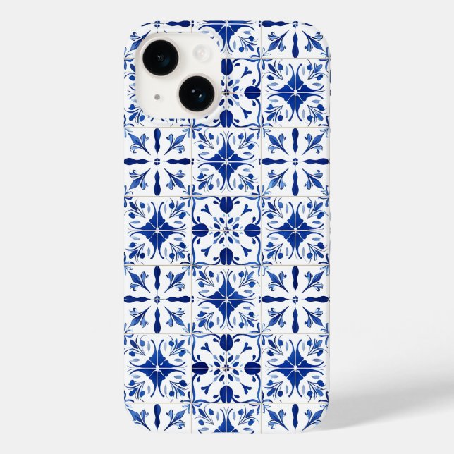 Coques Case-Mate iPhone Mediterranean Tile Blue & White (Verso)