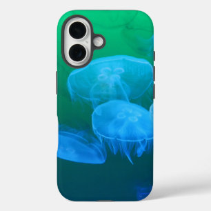 Coques iPhone 16 Méduse Cool Dégradé Vert Bleu