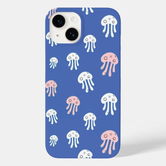Coques Case-Mate iPhone Méduses sur fond bleu (Verso)