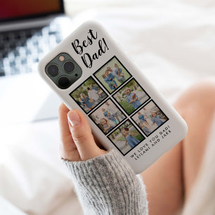 Coque Pour iPhone 15 Meilleur papa ! 6 Photo Collage moderne blanc
