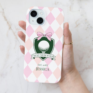 Coque Pour iPhone 15 Meilleure Maman Ever Rose Golfeuse Moderne pour la