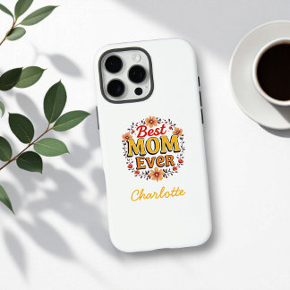 Coques iPhone 16 Pro Max Meilleure maman jamais | Couronne florale | Fête d