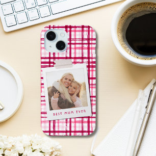 Coque Pour iPhone 15 Meilleure maman jamais photo mignonne moderne roug