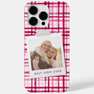 Coque Pour Pour iPhone 14 Pro Max Meilleure Maman Photo Moderne Rouge Rose Motif