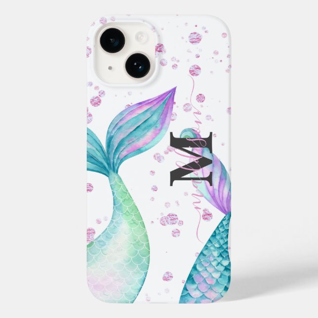 Coques Case-Mate iPhone Mélange sirène d'aquarelle Monogramme (Verso)