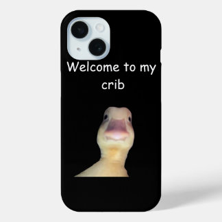 Coque Pour iPhone 15 Mème de canard drôle – “Bienvenue dans mon antre”