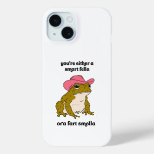 Coque Pour iPhone 15 Meme Grenouille Cowboy Mec Intelligent ou Odeur de