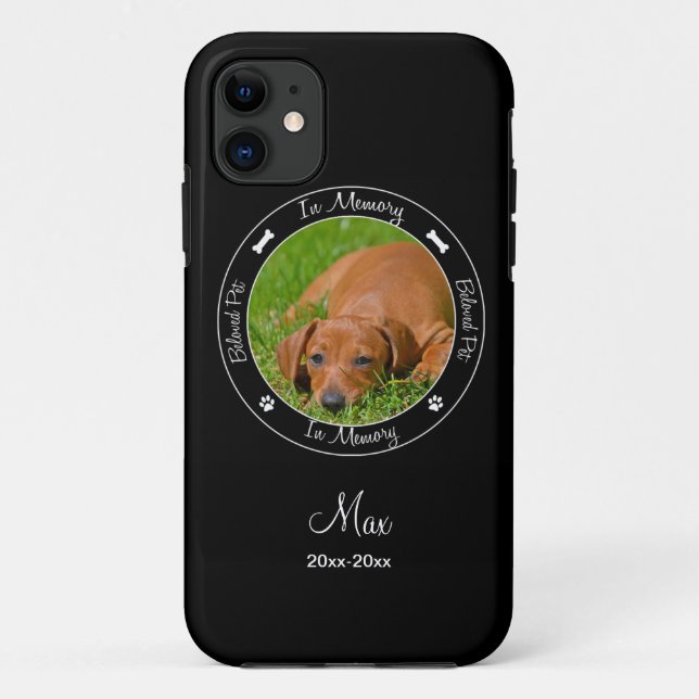 Coques Case-Mate iPhone Mémorial - Perte de chien - Photo/Nom personnalisé (Dos)