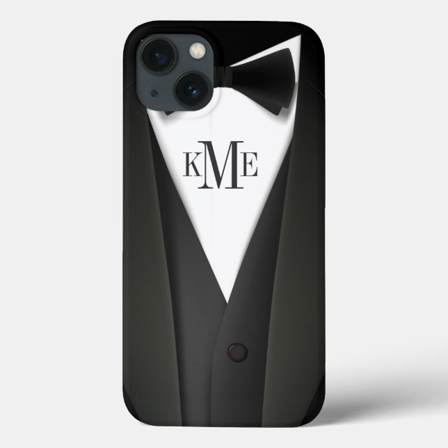 Coques Case-Mate iPhone Mens Tuxedo Suit Motif - Unique Monogramme (Verso)