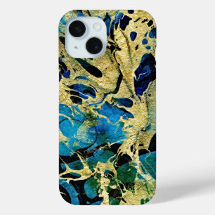 Coque Pour iPhone 15 Mer d'or - Art Abstrait