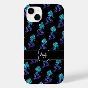Coque Pour iPhone 14 Plus Mermaid aqua bleu ombre motif Monogramme