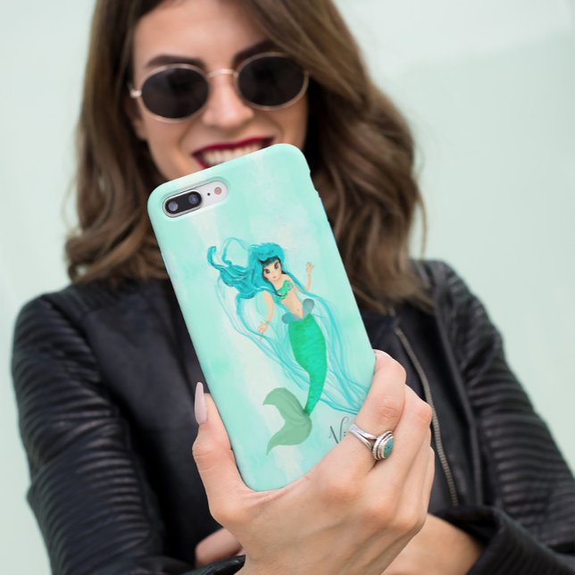 Coques Case-Mate iPhone Mermaid Green Tail Girl Blue Personnel (Créateur téléchargé)