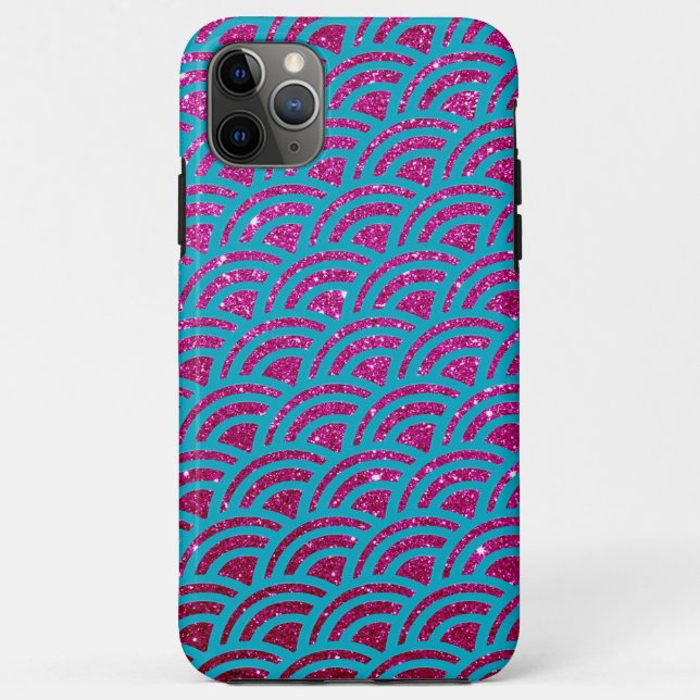 Coques Case-Mate iPhone Mermaid Hot Pink Faux Glitter Ombre (Dos)
