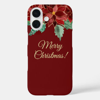 Coques iPhone 16 Merry Christmas Poinsettia iPhone Cases