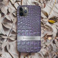 Métal argenté en cuir numérique à Reptile violet