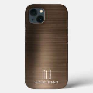 Case-Mate iPhone Case Métal brossé bronze marron Monogramme