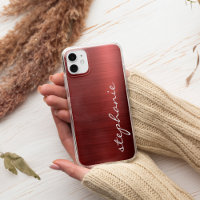 Métal brossé faux Rouge Rubis