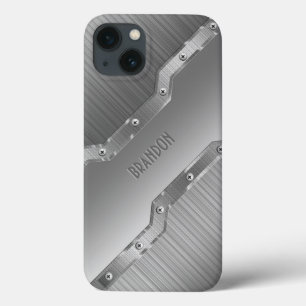 Case-Mate iPhone Case Métal brossé gris argenté métallique Look 2 Monogr