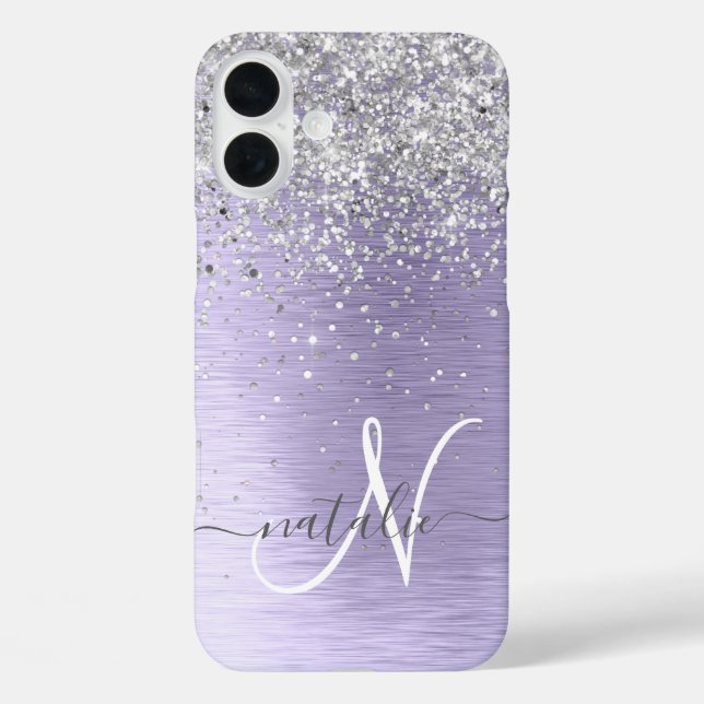 Coques Case-Mate iPhone Métal brossé violet Parties scintillant d'argent N (Verso)