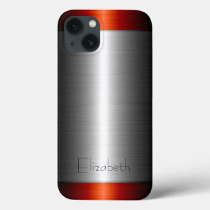 Coques Pour iPhone Métal en acier inoxydable et rouge