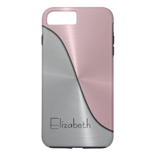 Coque iPhone 7 Plus Métallique en acier argenté et rose