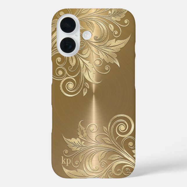 Coques Case-Mate iPhone Métallurgique or arrière - plan accent floral (Verso)