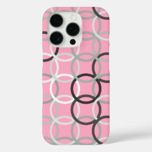Coques iPhone 16 Pro Mi-siècle Cercles modernes, corail rose et gris