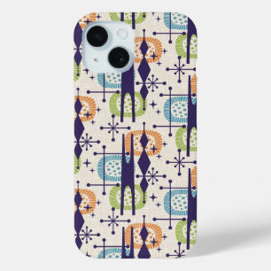 Coque Pour iPhone 15 Mi-siècle moderne âge atomique Motif Abstrait