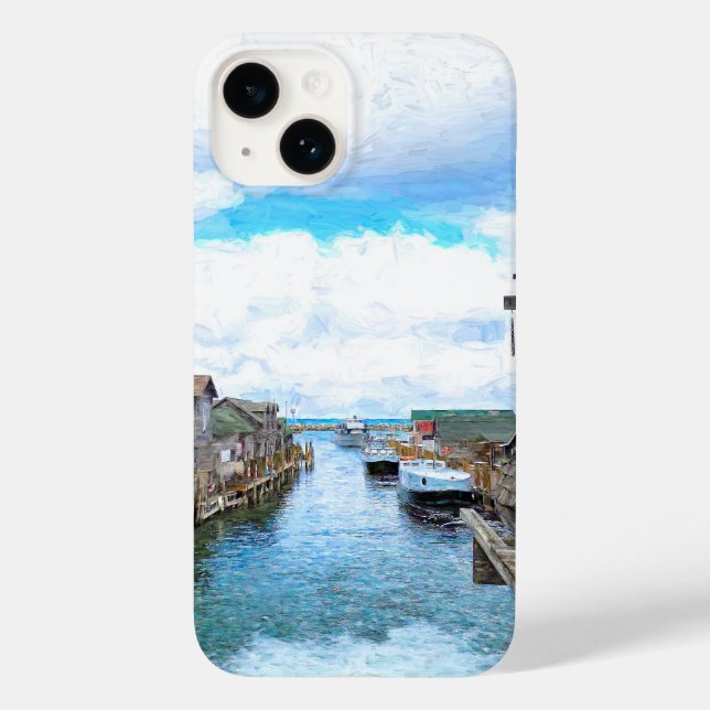 Coques Case-Mate iPhone Michigan Fish Town Painting (Verso)