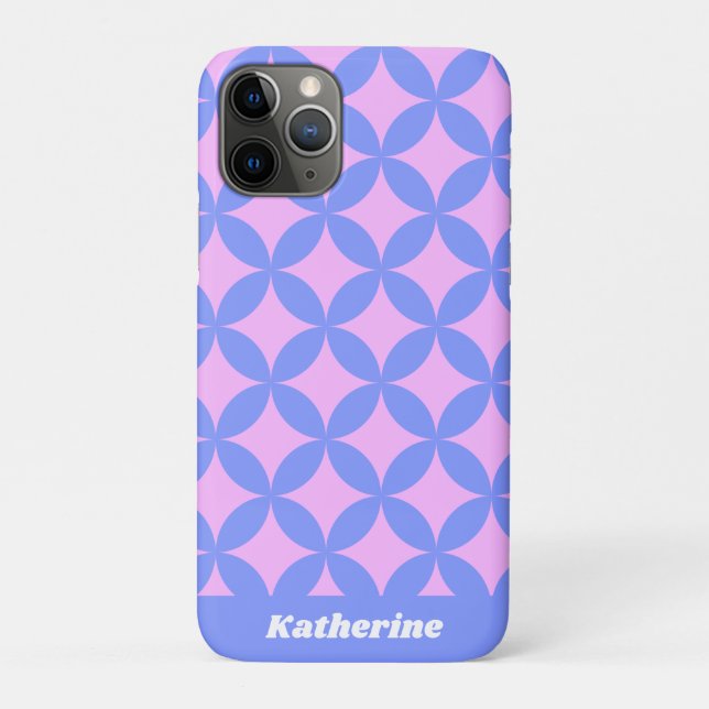 Coques Case-Mate iPhone Mid Century Motif rose violet  personnalisé (Dos)