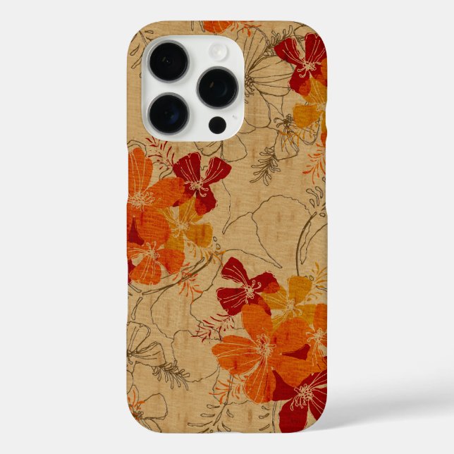 Coques Case-Mate iPhone Midnight Garden Hawaii Faux Wood Red (Verso)