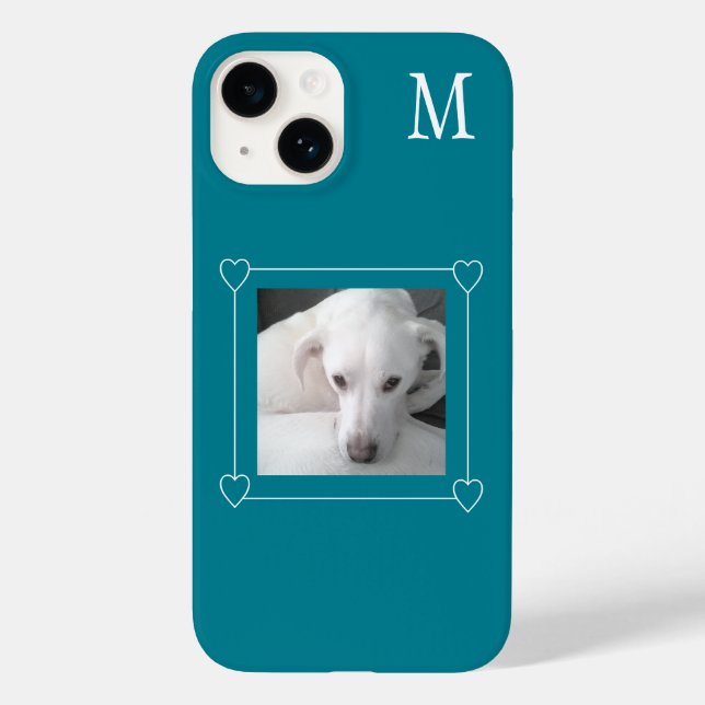 Coques Case-Mate iPhone Mignet Un Photo Chien Simple Initial Turquoise Ver (Verso)