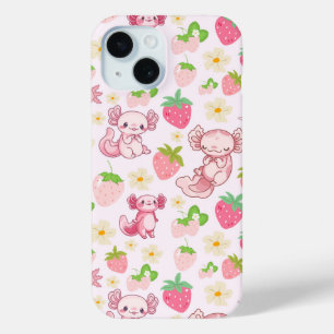 Coque Pour iPhone 15 Mignon motif sans couture d'axolotl Kawaii et de f