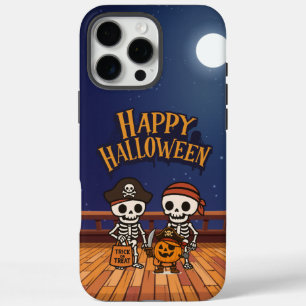Coques iPhone 16 Pro Max mignon, squelettes et citrouille Halloween
