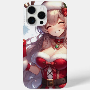 Coque iPhone 15 Pro Max mignonne fille de Noël anime