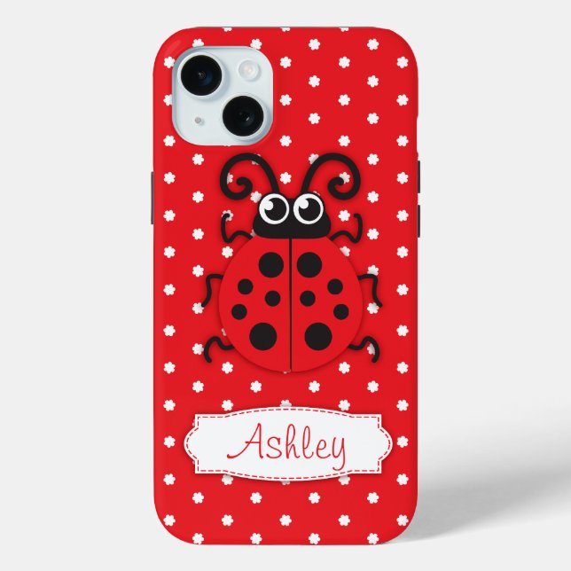 Coques Case-Mate iPhone Mignonne filles coccinelle nom rouge (Verso)