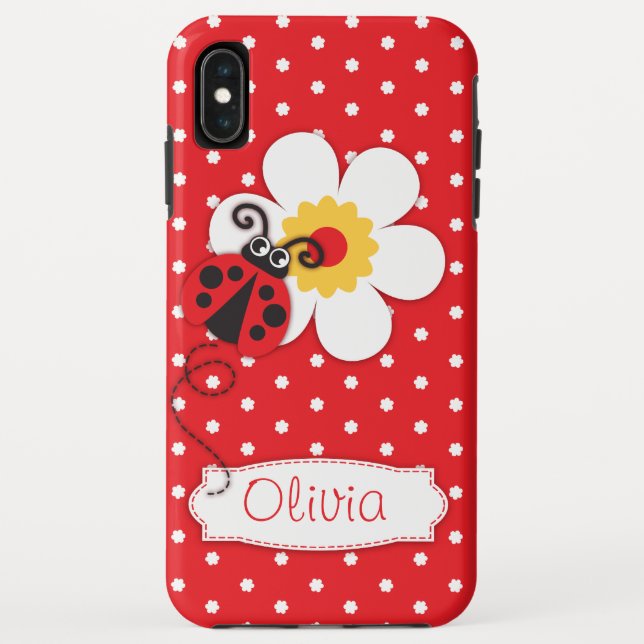 Coques Case-Mate iPhone Mignonne filles coccinelle nom rouge (Dos)