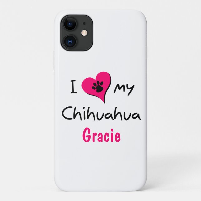 Coques Case-Mate iPhone Mignonne J'Aime Mon Chihuahua Empreinte de patte C (Dos)