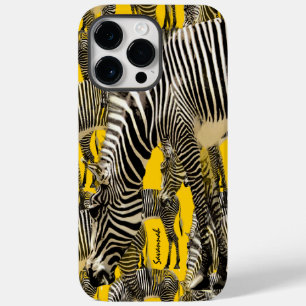 Coques Pour iPhone Mignonne moutarde jaune troupeau de zèbres