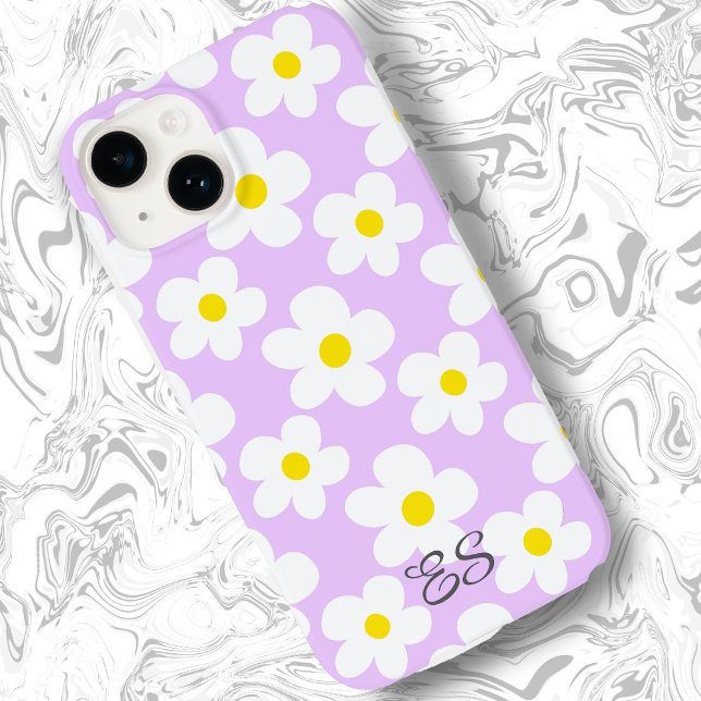 Coques Case-Mate iPhone Mignonnes marguerites rétro lavande sur poutres gi (Créateur téléchargé)