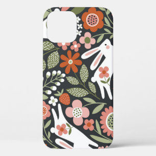 Case-Mate iPhone Case Mignons lapins blancs, motif vintage fleuri.