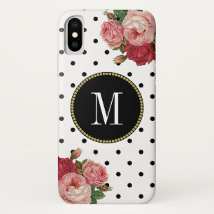 Case-Mate iPhone Case Mignons Noir Blanc Points Vintage Floral Or Monogr