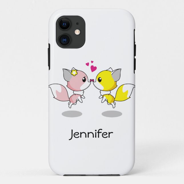 Coques Case-Mate iPhone Mignons renards dans l'amour caricature filles (Dos)