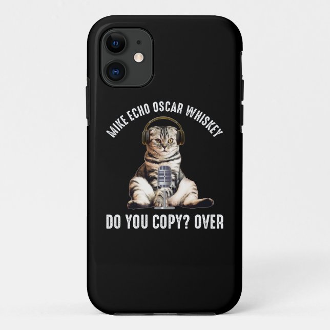 Coques Case-Mate iPhone Mike Echo Oscar Whiskey Ham Radio Cat (Dos)