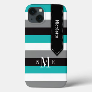 iPhone 13 Case Mini boîtier iPad Tracées Turquoise, noir, gri