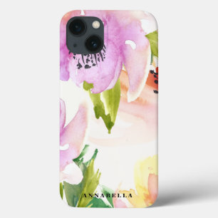 iPhone 13 Case Mini boîtier Pastel Watercolor Flowers iPad