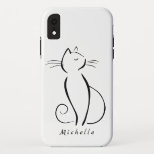 Case-Mate iPhone Case Mini chat noir sur blanc ajouter nom