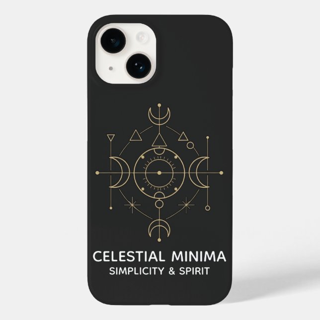 Coques Case-Mate iPhone Minimal Crescent Moon & Sun Line Art | Boho Style (Verso)